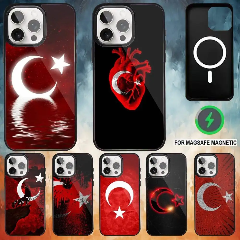 

National Turkey Flag Phone Case For iPhone 17 16 15 14 13 12 Pro Max Plus for Magsafe Mirror Wireless Magnetic Cover