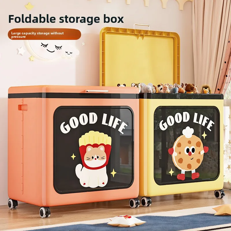 

Flip Clothes Storage Box Home Bedroom Living Room Large Capacity Toy Basket Organizing Box Folding Locker