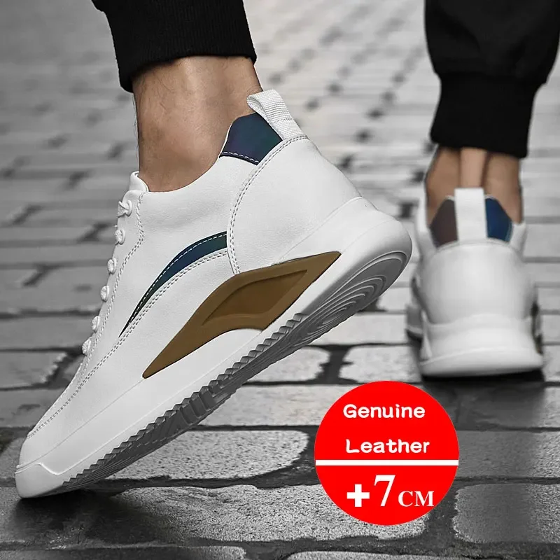 Sapatos de couro genuíno para homens, sapatilhas respiráveis, sapatos leves, sapatos casuais masculinos, marca de luxo, alta qualidade, novos