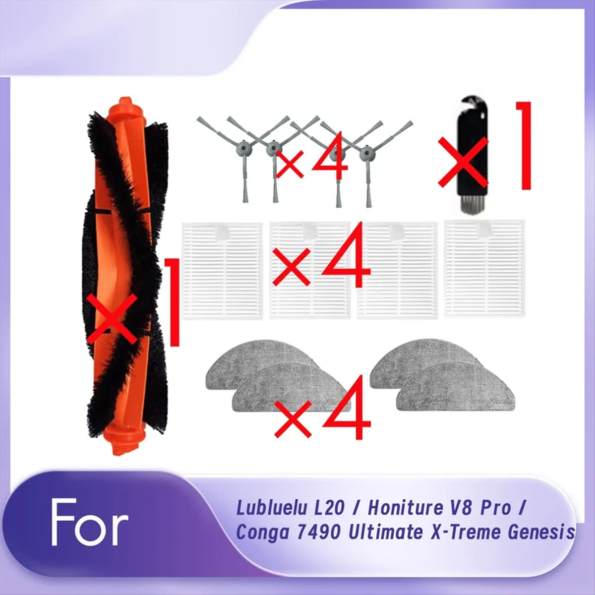 A88M 14Pcs for Lubluelu L20 / Honiture V8 Pro / Conga 7490 Ultimate X-Treme Genesis Sweeping Robot Cleaner Parts Replacement