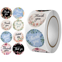 500pcs Roll Thank You Stickers Labels Stamps Round Floral Multicolor Envelopes Cute Closure Wedding Decoration