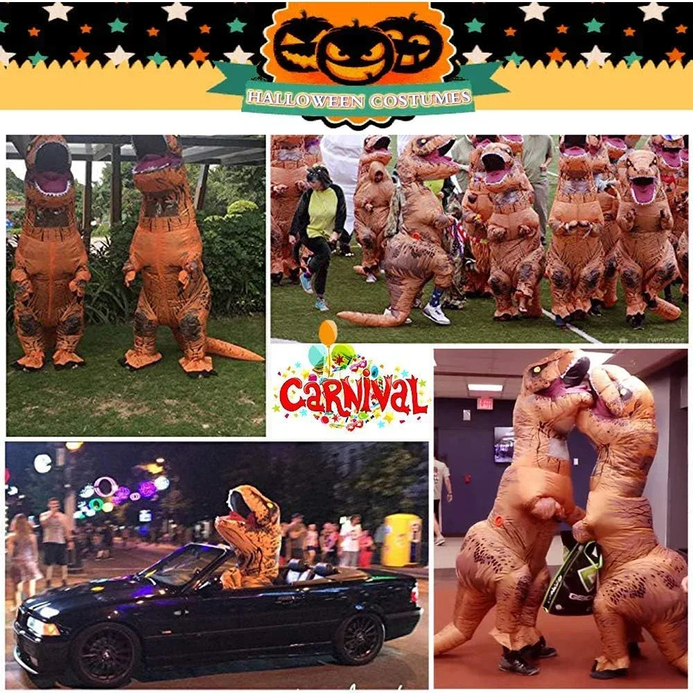 T-REX 팽창식 세트 성인 멋진 역할극, 티라노사우르스 코스튬 공룡 코스프레, 할로윈 파티, 카니발 의류