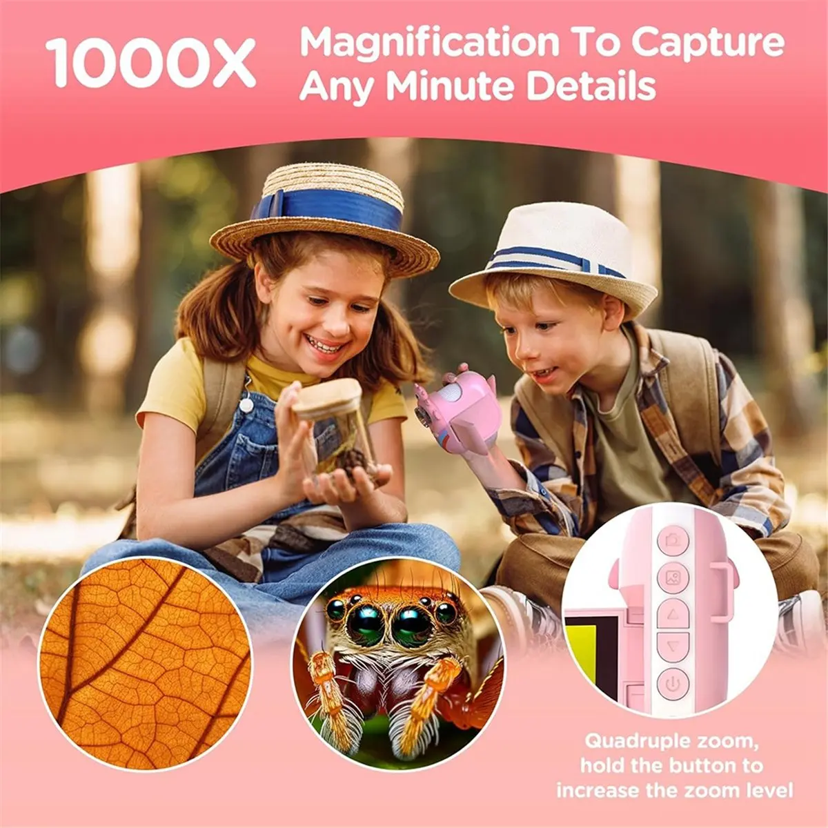 【~ New A88T】Microscope for Kids, Portable Microscope with 8 Adjustable LED Lights, 2-Inch LCD Screen Pocket Microscope Camera