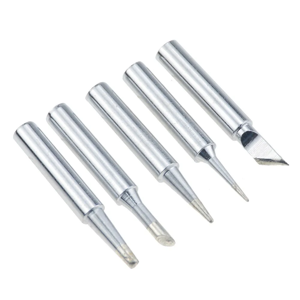 5pcs 900M-T Pure Copper Soldering Iron Tips Professional Lead-free Solder Tips Welding Head Repair Soldering Tool Kit
