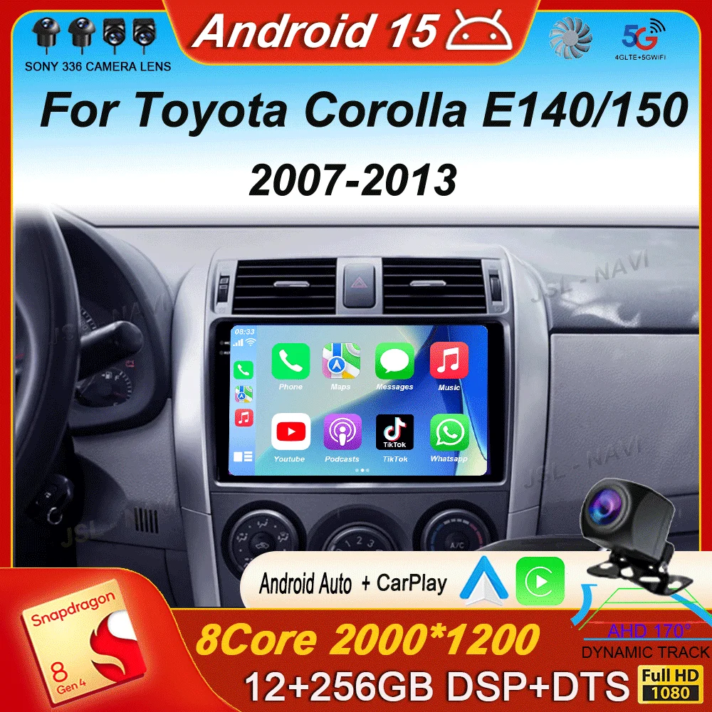 

Android 15 Carplay Car Radio For Toyota Corolla E140/150 2007 -2013 Multimedia video Player GPS 2din Head Unit Stereo BT
