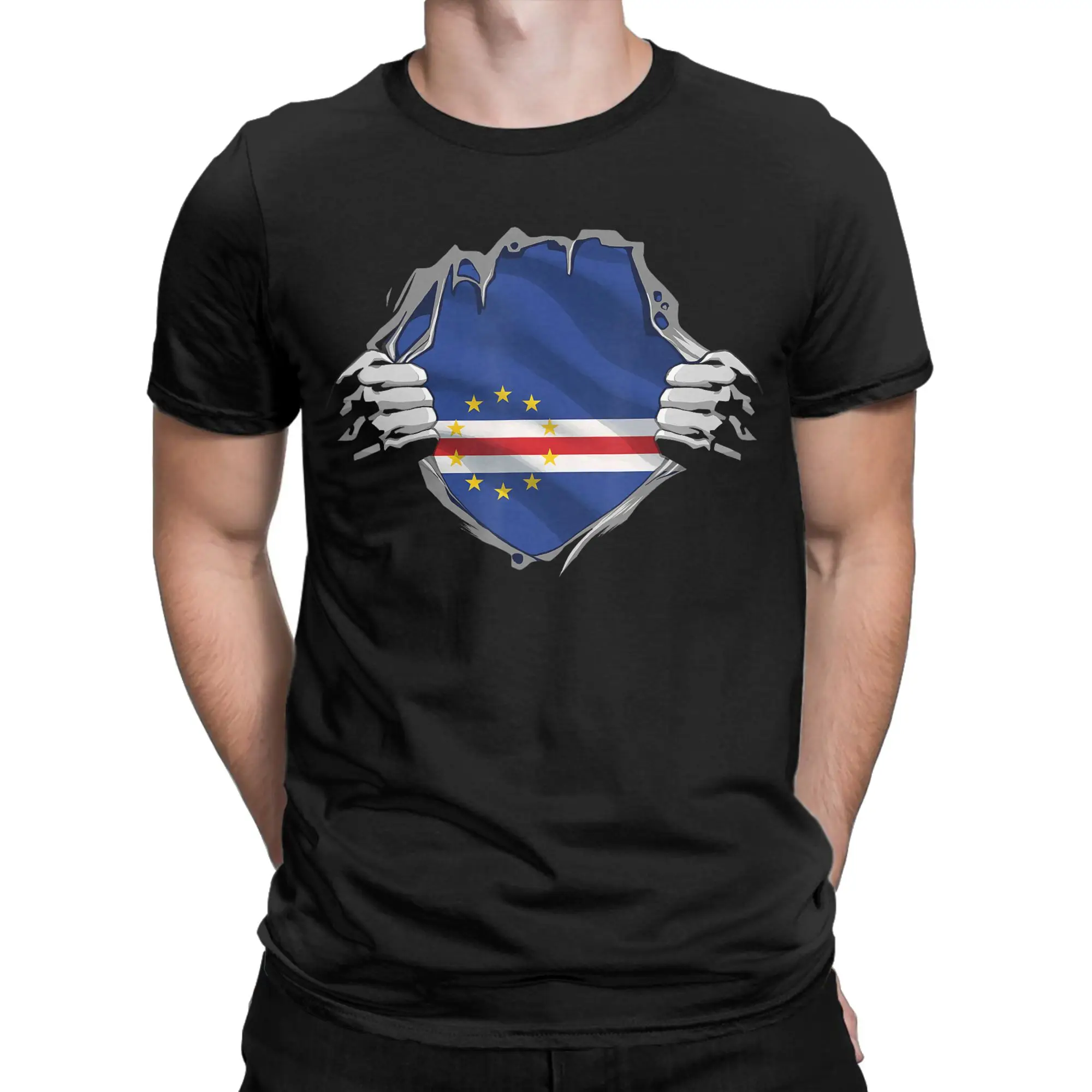 Cape Verdean Shirt Super Cape Verde Flag Cabo Verde T-Shirt For Man Summer  Y2K T Shirts Hip Hop Tees Oversized Wholesale Tops