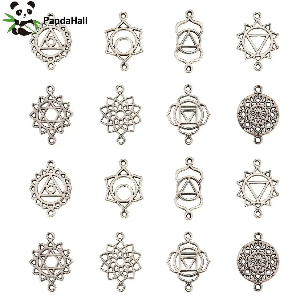 

PandaHall 80pcs 8 Styles Tibetan Flower Charms Alloy Hollow Flower Charms Chakra Connector Charms for Jewelry Making Bracelets