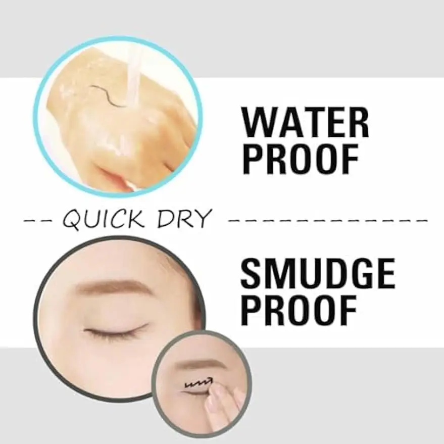 볼륨감, 길이감, 번짐 없는 룩을 위한 방수 마스카라 & 아이라이너 세트(커브형 브러쉬 및 리무버 포함)