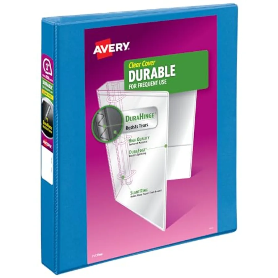 

Durable View 3 Ring Binder, 1 Inch Slant Rings, 250-Sheet Capacity, DuraHinge, 1.4 Inch Wide Spine, Customizable Clear Covers a