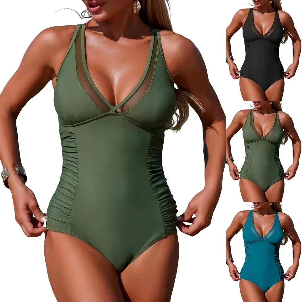 

Women 1 Piece Swimsuit Lady Girls Color Block Print Bathing Suits Athletic Swimwear Sexy Women Summer Swimwear Bikini Set