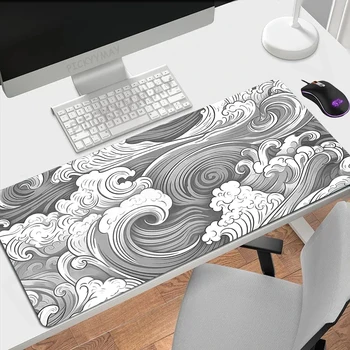 Wave and Cloud Mouse Pad Gaming Mousepad Waterproof Gamer Mouse Mat Keyboard Mats Desk Pad Computer Pads XXL for Computer 90x40cm