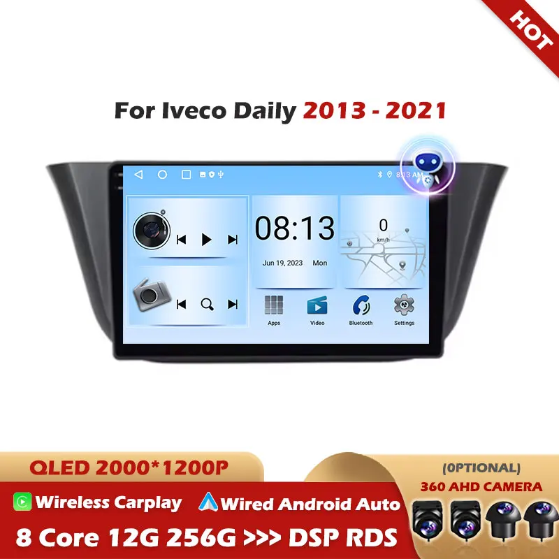 For Iveco Daily 2013 2014 2015 2016 2017- 2021 Android 16 WIFI+4G 360 Camera Carplay Auto Car Radio Multimedia Player GPS Stereo