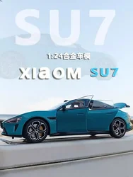 SU7-子供用車のおもちゃ,Xiaomiモデル,ダイキャスト,1:24,装飾,車,シミュレーション,男の子へのギフト