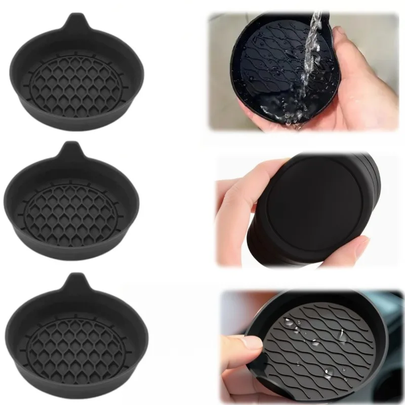 Universal Black Car Cup Holder Insert Coaster Anti‑Slip Waterproof Heat‑Resistant Washable Car Cup Mat For Most Vehicles