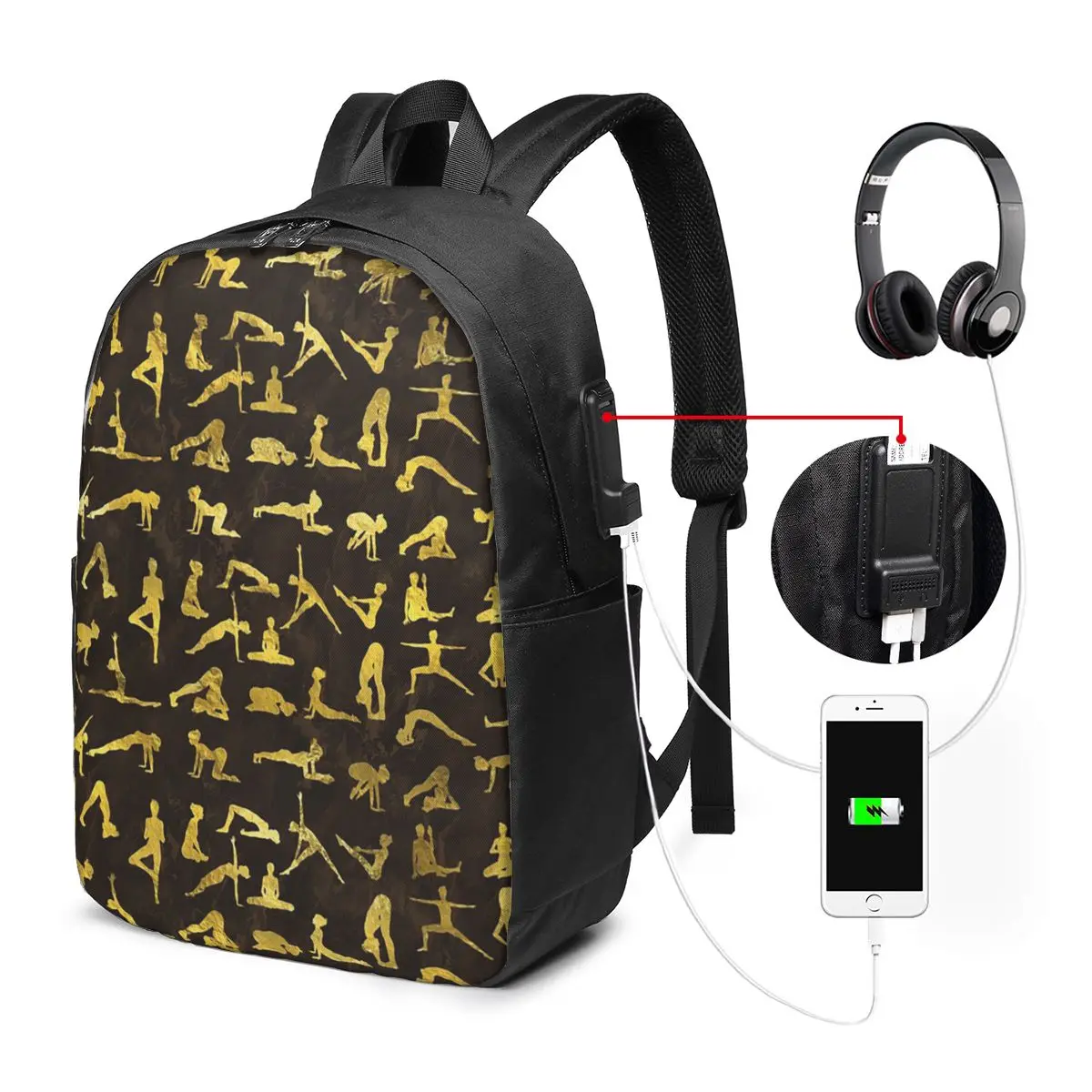 Yoga And Pilates Enthusiasts Backpack Travel Notebook Bag Computer College Student School Bag Laptop Shoulder Bags for Men Women
