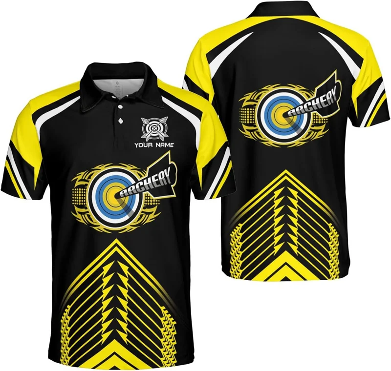 Archery Bullseye Custom Name Polo Shirt For Men Clothing Multicolor Styles Outdoor Sport Breathable Personality Golf Shirts 2025