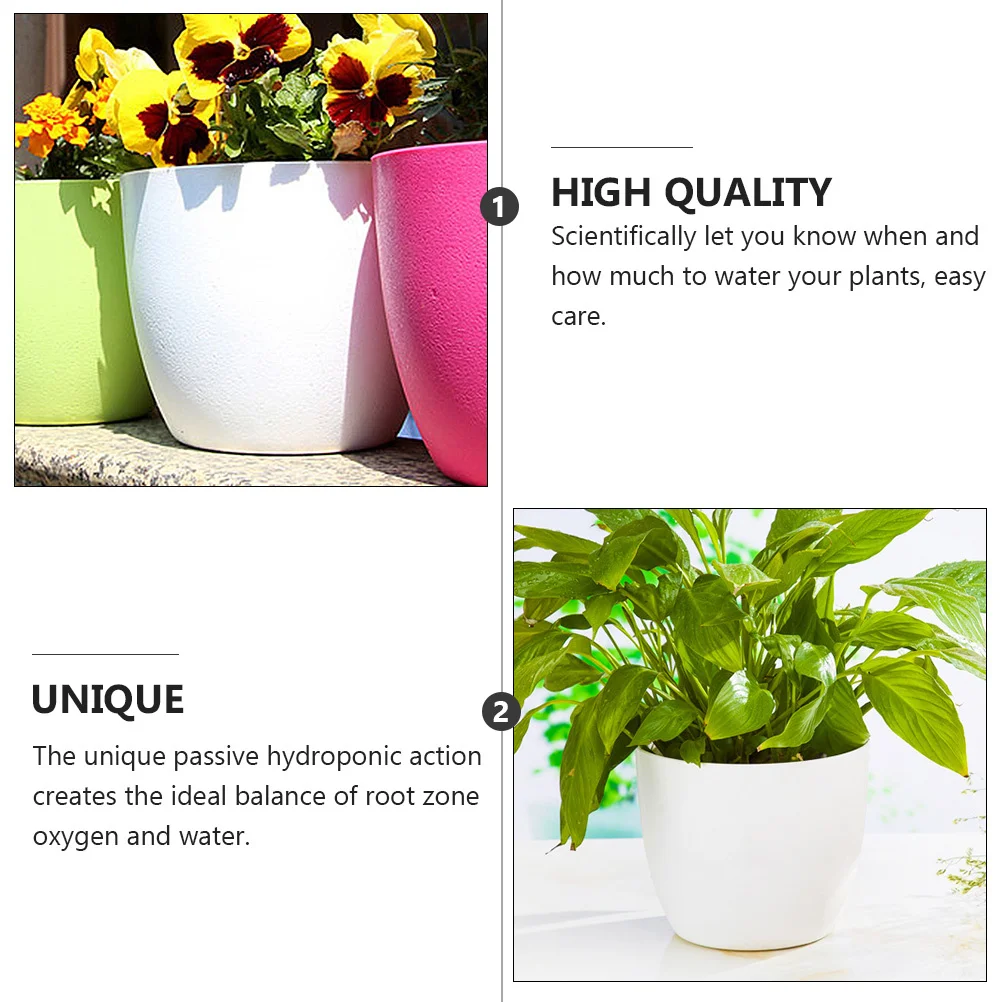 

2pcs Self Watering Flower Pot 1-2 Watering Absorbent Cotton Rope Succulent Planter Round Plant Container Garden