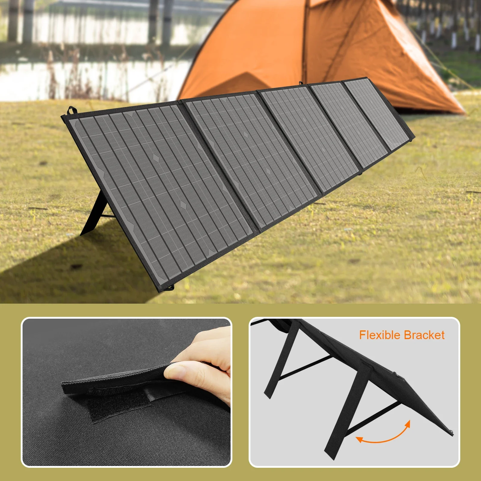 200w 18v Charger Portable Outdoor Camping Folding Mono Sun Power 200 Watt Foldable Solar Panel