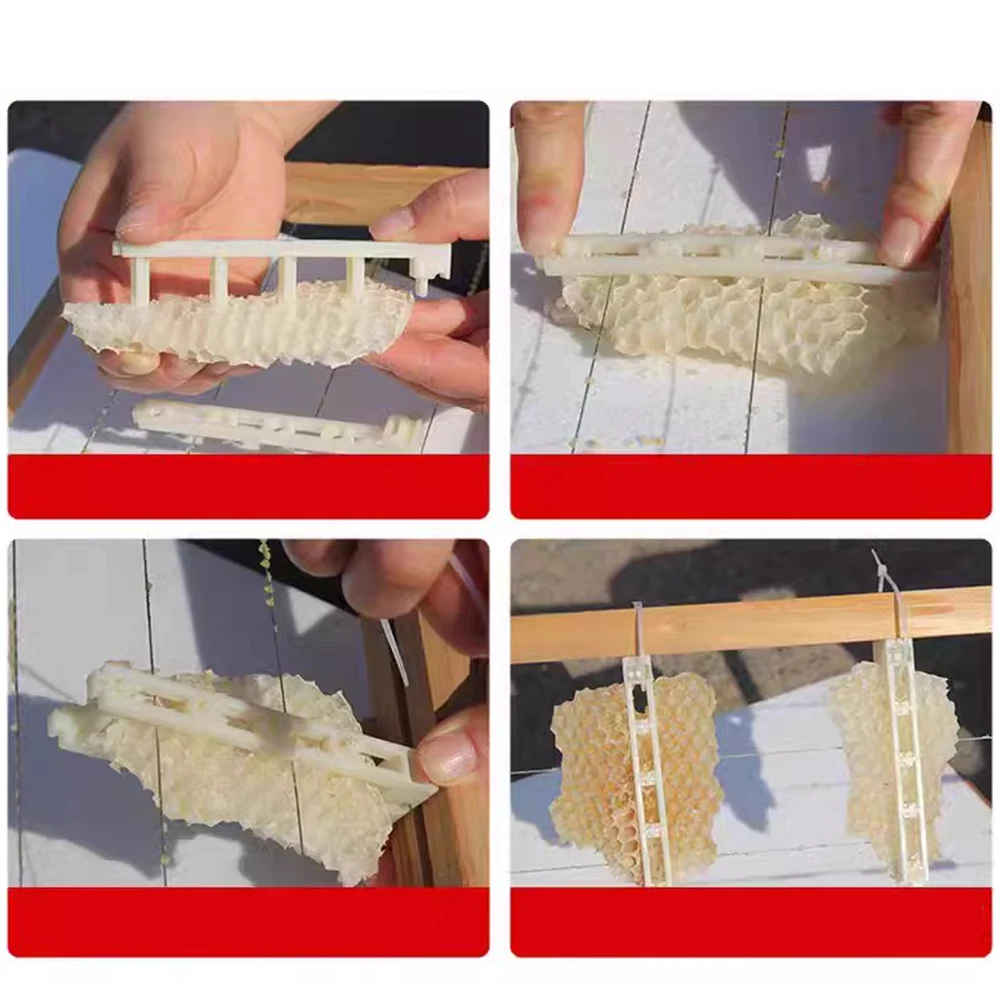100PCS Comb Binding Transfer Holder Clips Plastic Hive Fixations with Binding Straps to Prevent Swarming Beekeeping Tools