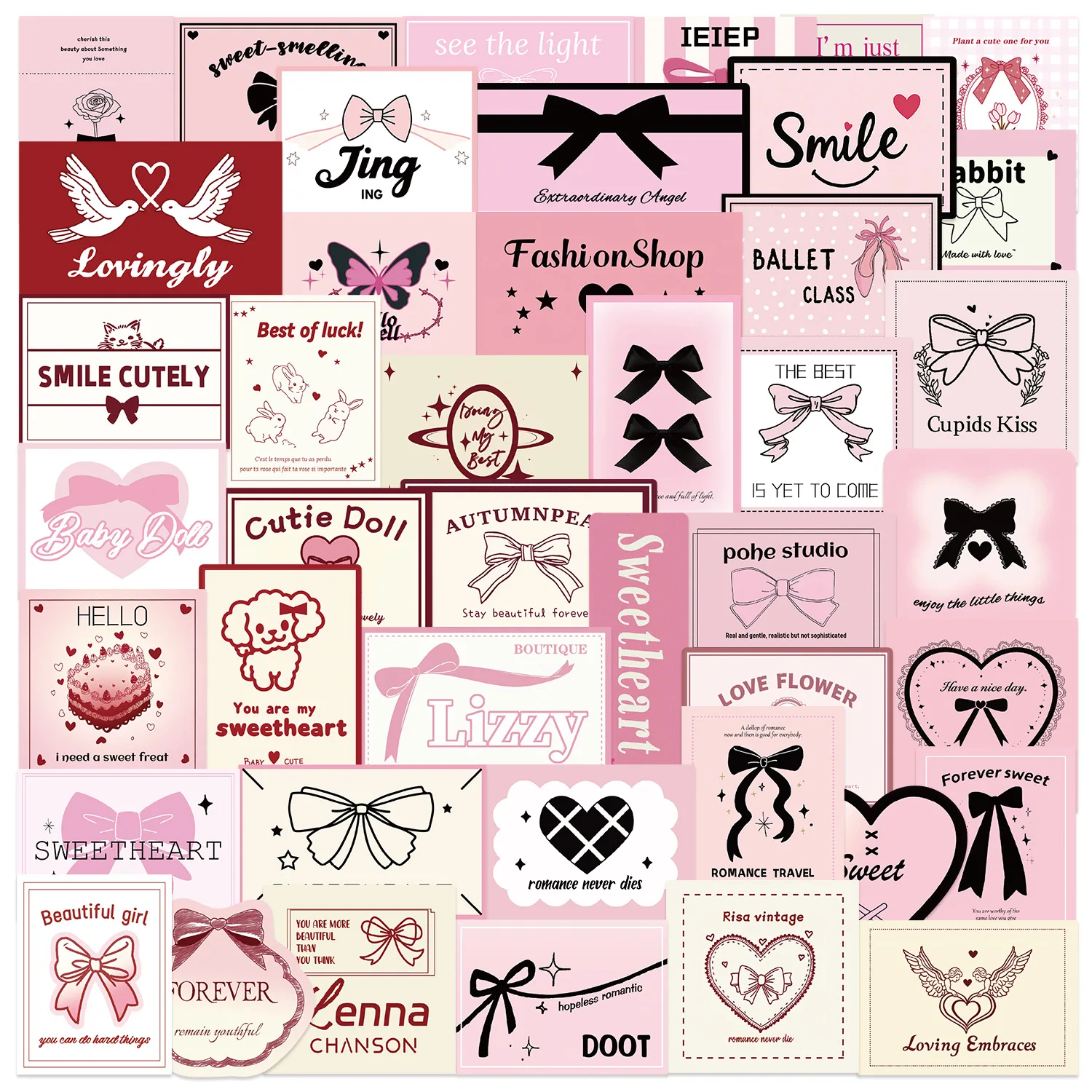 

10/30/50PCS Cartoon Pink Ballet Bow Style Sticker DIY Phone Laptop Luggage Skateboard Graffiti Decals Fun for Kid