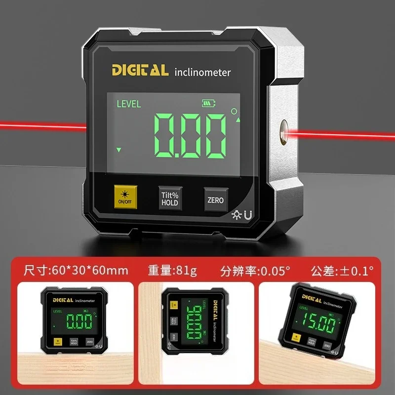 Digital Electronic Level 360° Angle Finder 4-Sided Magnetic Inclinometer Protractor Precision Level Box for Woodworking Tools