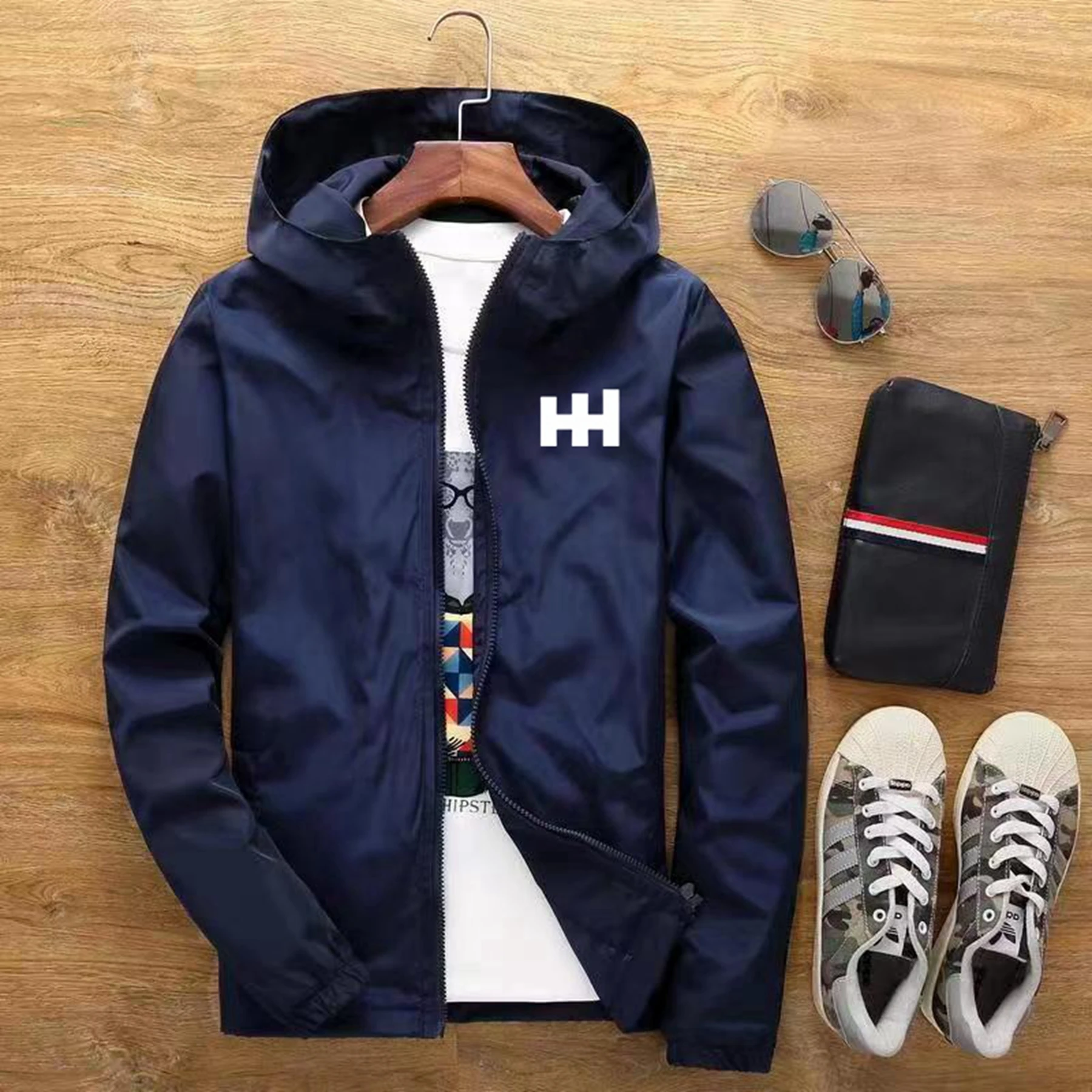 HH Sunscreen New Men's Bomber Zipper Jacket Male Casual Streetwear Hip Hop Slim Fit Pilot Coat Men Clothing Plus Size 2024