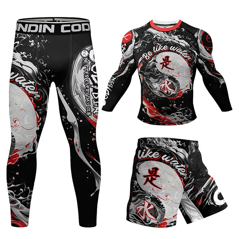 Grappling MMA Jiu Jitsu Rashguard T-shirt Men's Muay Thai Shorts Boxing BJJ Rash Guard No Gi Sportwear MMA Compression Leggings