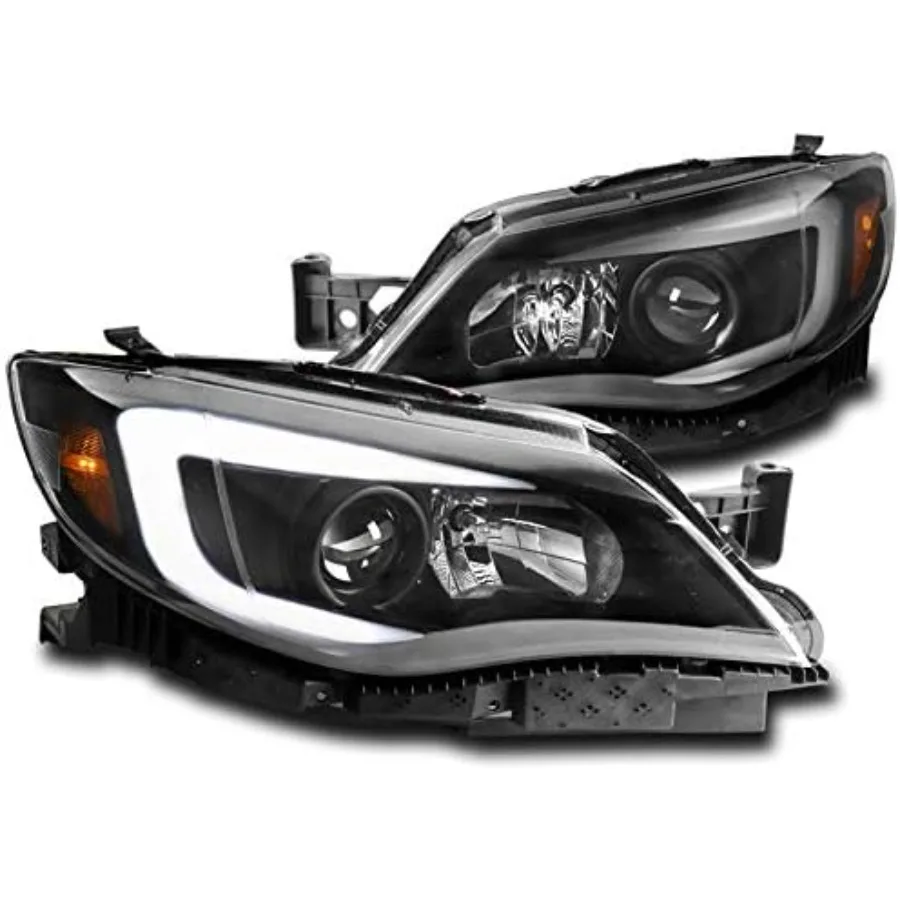 

LED Tube Projector Headlights Headlamps Lamps Black Compatible with 2008-2014 Subaru Impreza WRX