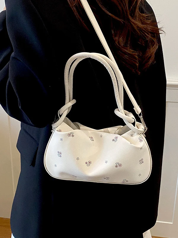 Korean Sweet Floral Cloud Pattern Ladies Handbag Fashionable Versatile Shoulder Crossbody Bag High Quality Casual Simplicity