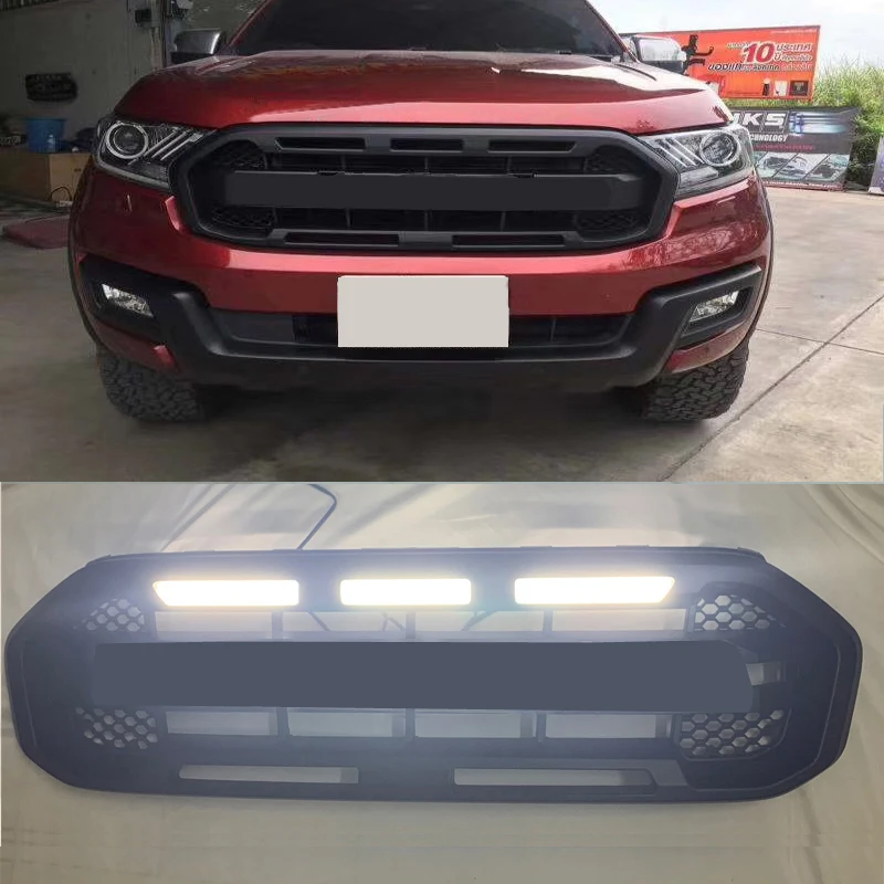 

Modified LED Raptor Style Car Grill For Everest Endeavour 2015 2016 2017 2018 Front Bumper Mesh Cover Racing Grille