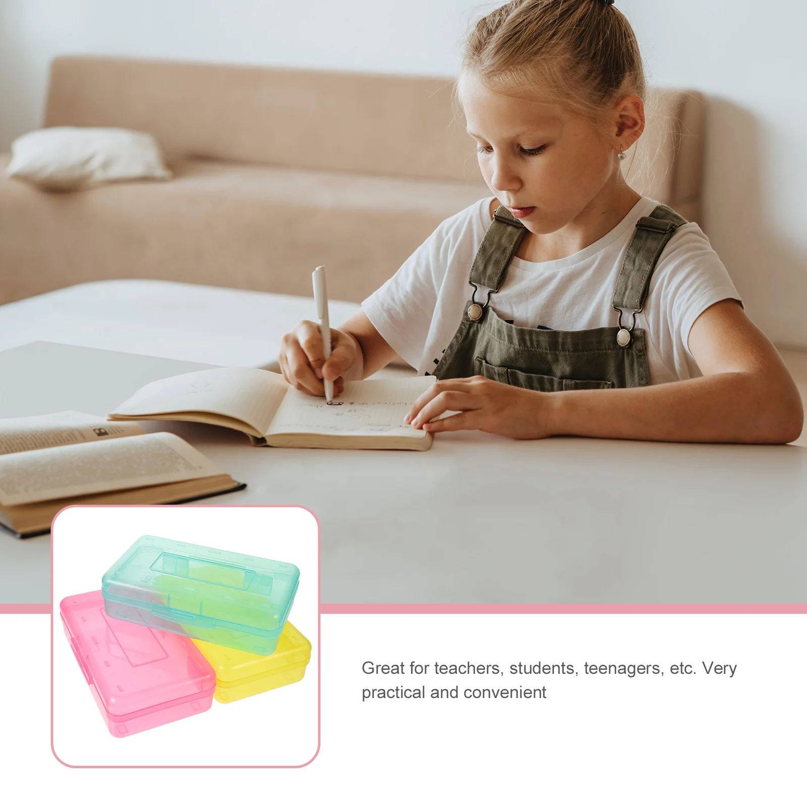 

3pcs Plastic Pencil Box Lightweight Pen Organizer Large Capacity Pencil Storage Case For Students Office School Painting Pencils