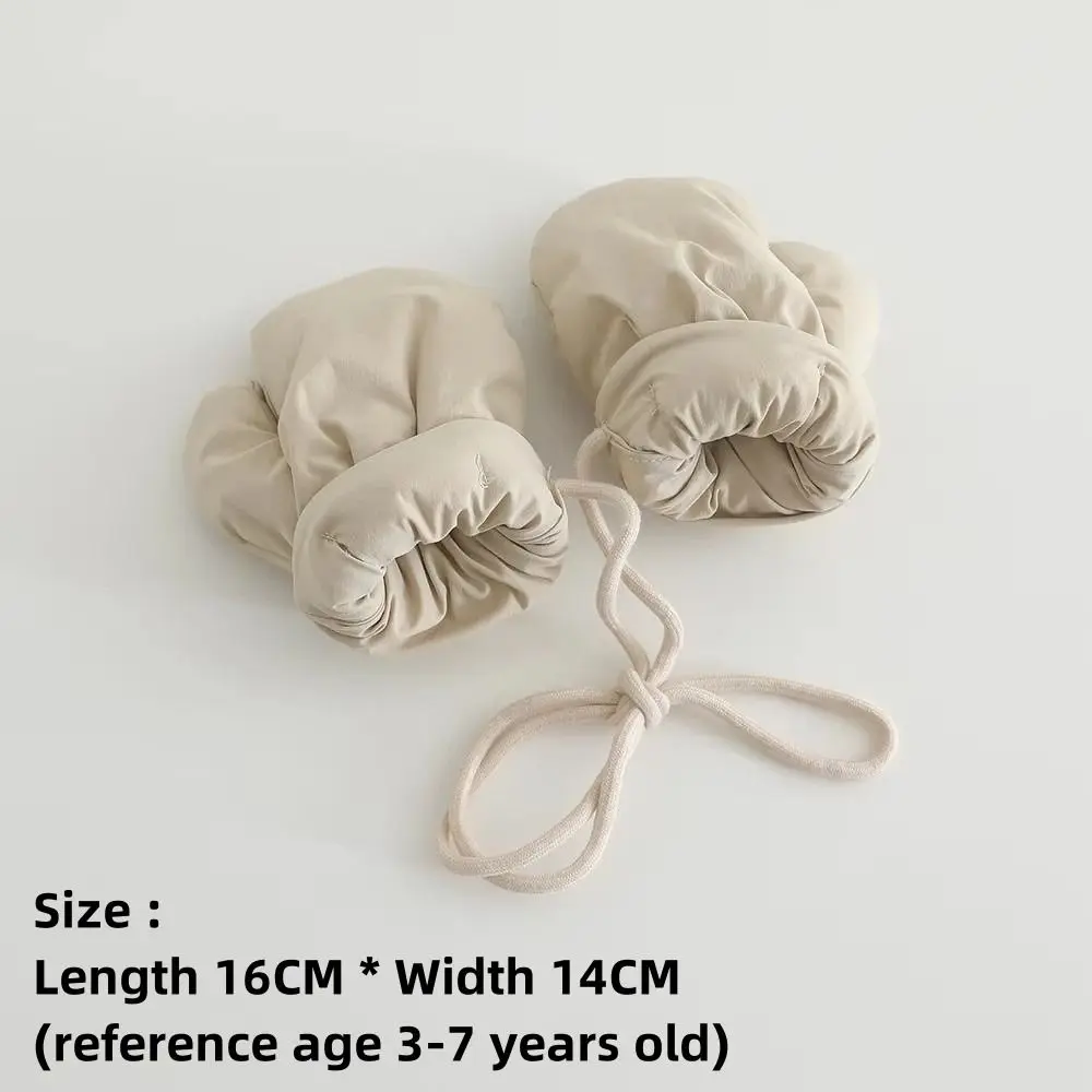 1 زوج قفازات أطفال لطيفة بلون صوف مبطن قفازات مقاومة للماء مع حزام الرقبة الحبل شتاء دافئ غطاء كامل قفاز #6