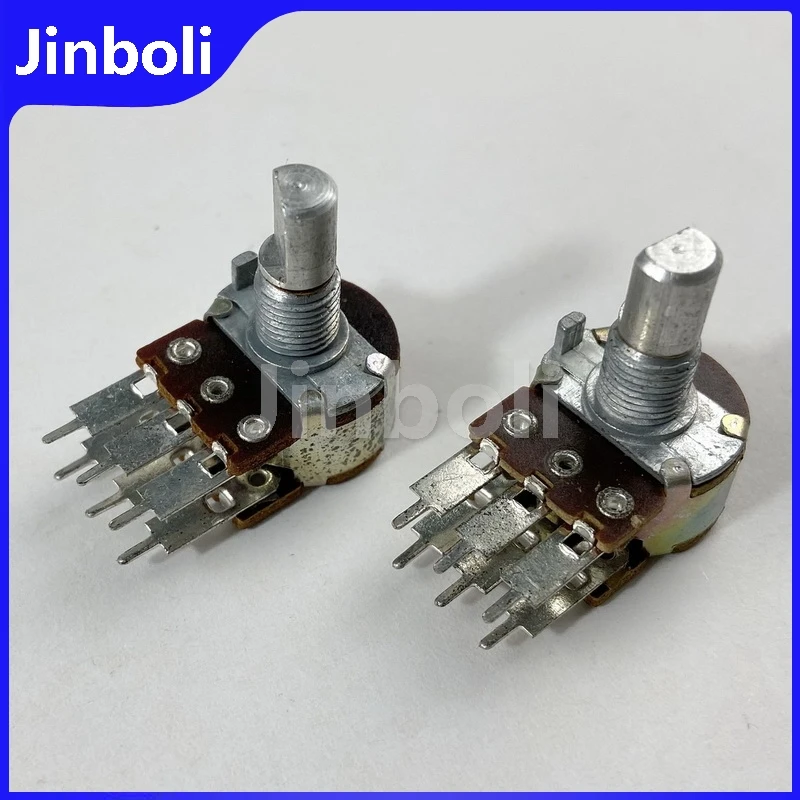 3PCS 16 Type 6-Pin A10K Long Feet Dual Potentiometer Audio Amplifier Volume Potentiometer D Shaft Length 15mm