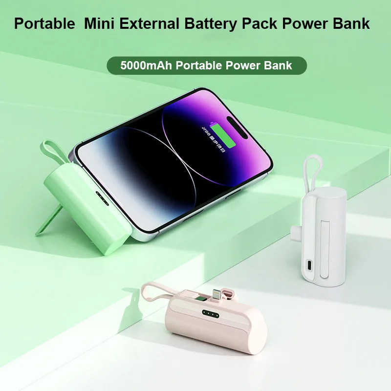 5000mAh Mini Portable Power Bank External Battery Plug Play Power Bank Type C Fast Effective Charger For iPhone Samsung Huawei