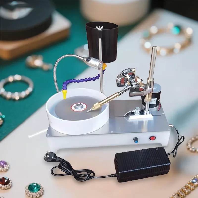 ماكينة طحن الأحجار الكريمة الصغيرة 120 وات 2800 دورة في الدقيقة أداة تلميع المجوهرات مطحنة اللفة المسطحة لعمل قطع الأحجار الكريمة