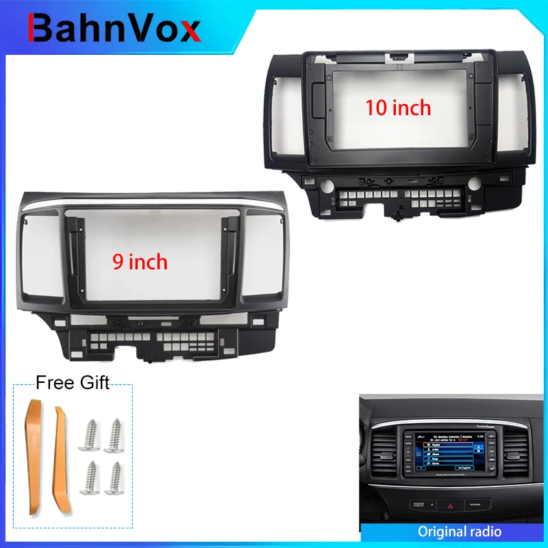 9 and 10 inch Android Car Radio frame for  Mitsubishi Lancer 2007-2012 2din Stereo GPS Fascia bezel Panel Adapter wire harness
