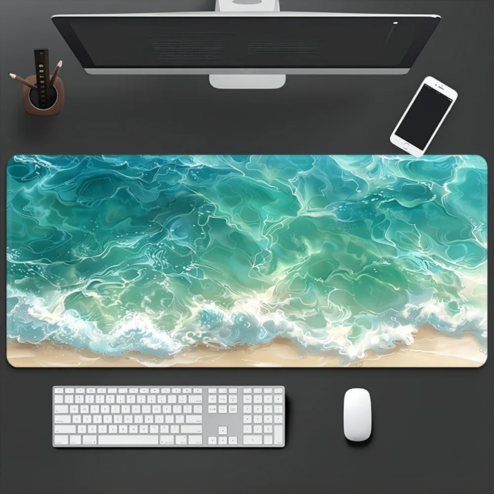 

Aesthetic Sea Wave RGB Mouse Pad, Extra Large Gaming Desk Mat, Waterproof, Anti-Slip, Perfect for Summer Vibe Setup