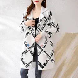Autumn Winter Female Long Sleeve Knit Sweater Korean Women Loose Faux Mink Velvet Cardigan Sweater Ladies Fashion Knitted Jacket