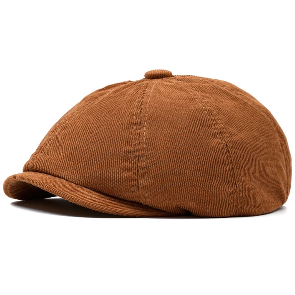 

HT4403 New Men Women Berets Vintage Solid Plain Beret Hat Male Female Octagonal Flat Cap Retro Corduroy Spring Autumn Beret Cap