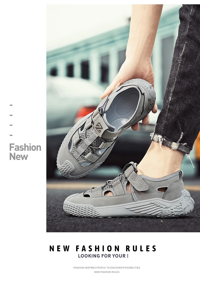 Große Sandalen für Herren, neues Sommermodell, trendig, vielseitig einsetzbar, lässige Sportsandalen, bequeme Sandalen mit weicher Sohle und hohlem Design für den Strand. – Detail 13