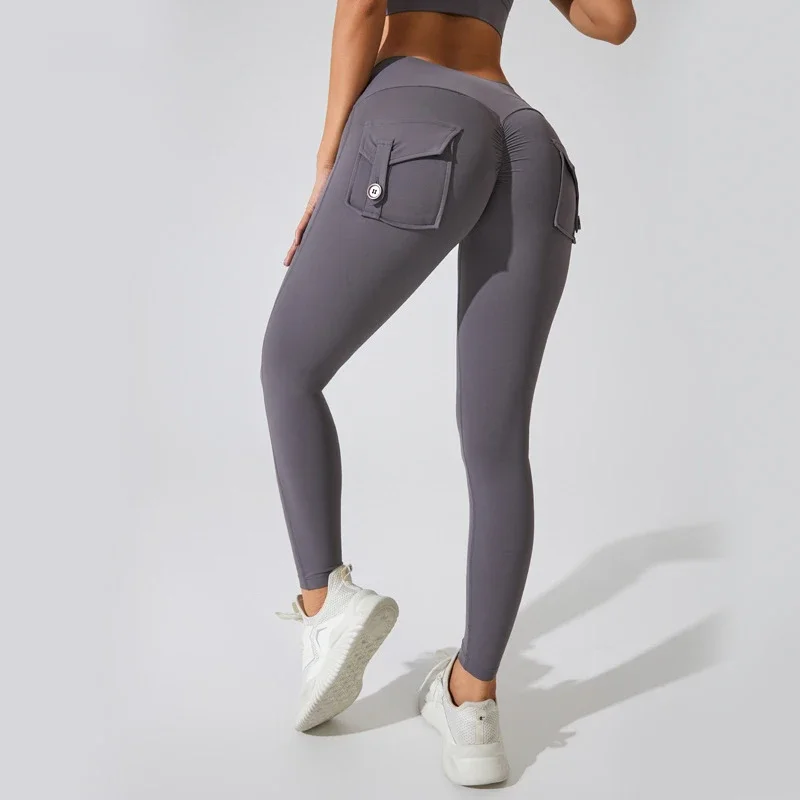 Nuevas mallas de Yoga sin costuras de cintura alta para mujer con bolsillos sensación desnuda pantalones deportivos ajustados para correr entrenamiento baile cadera pantalones de mujer