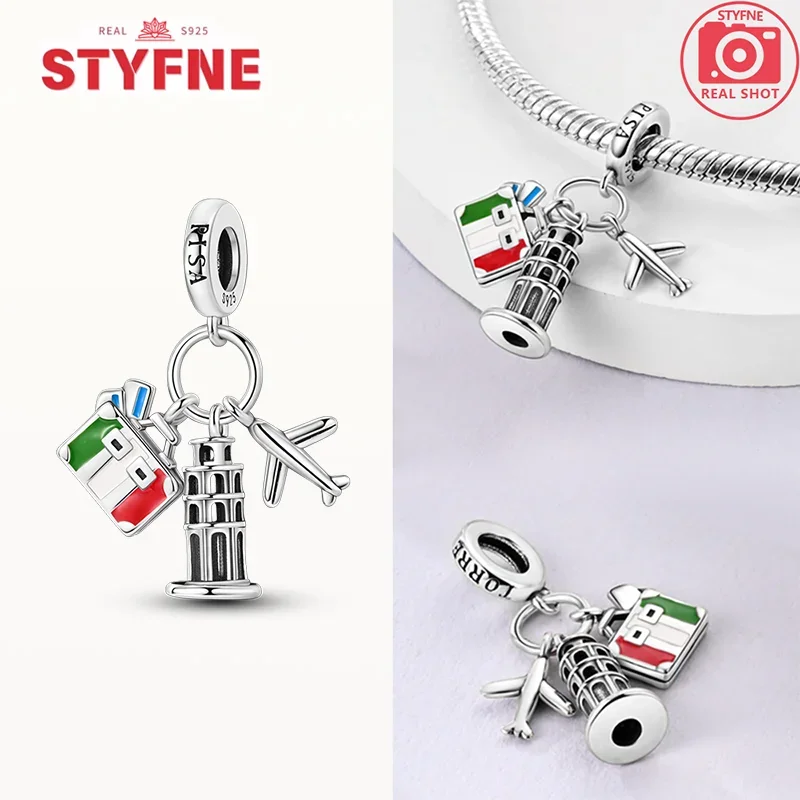 Silver-Plated Mini Eiffel Tower Charms Beads for Bracelets