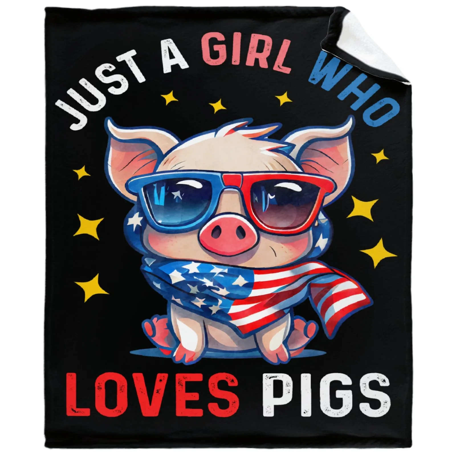 CLOOCL Loves Pigs Flannel Blanket USA Flag Printed Household Bed Blankets Cozy Shaggy Lightweight for Couch Bed Sofa Dropship