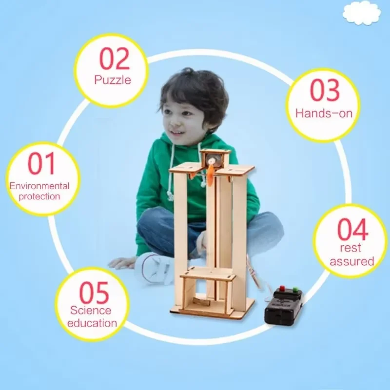 Kit Model Sains DIY untuk Anak-Anak - Mainan Edukasi Lift Buatan Sendiri Produksi Teknologi Skala Kecil Popularisasi