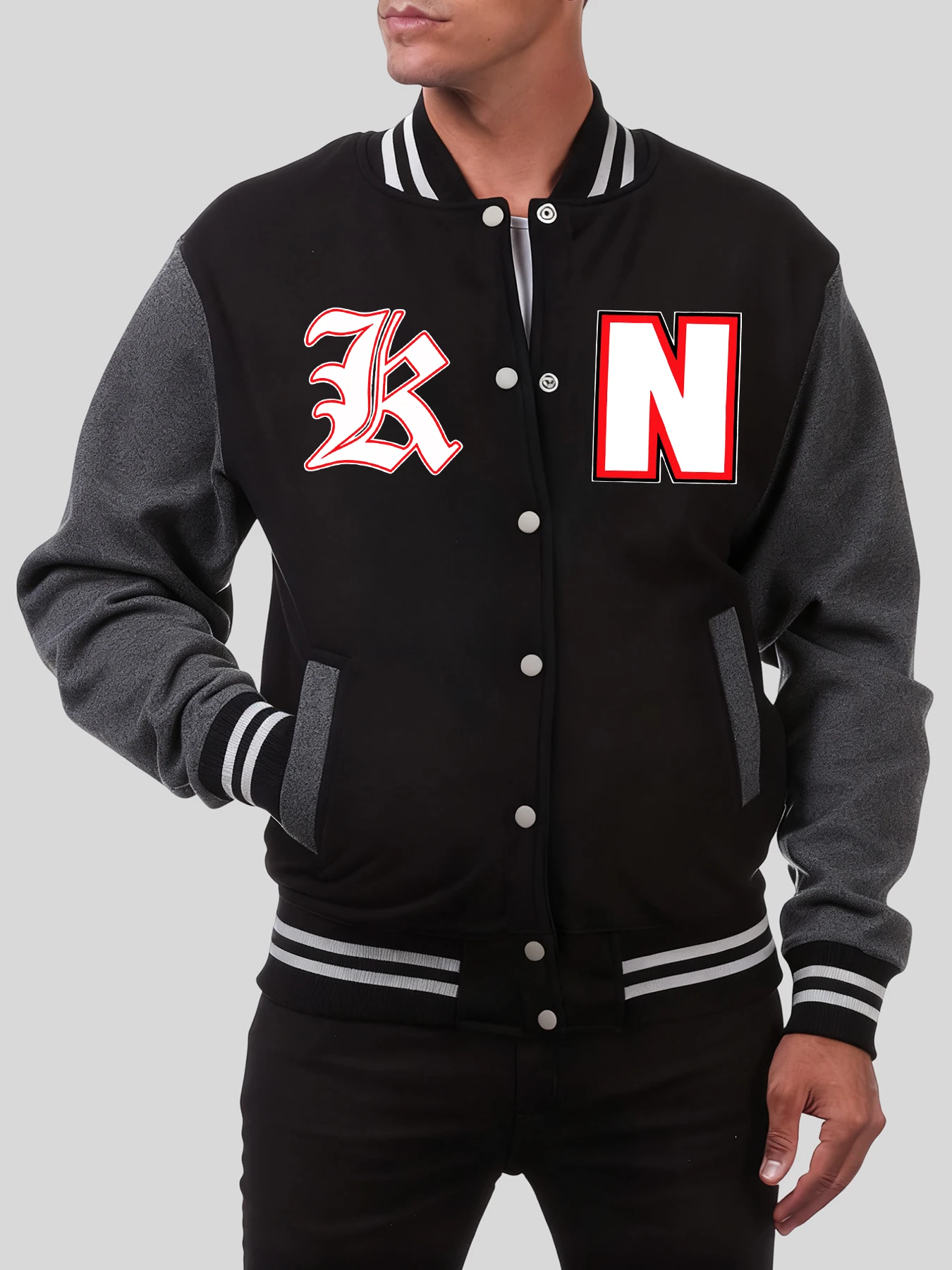 

Artistic Letters N And K Prints Men Jacket Soft Fleece Clothes Pocket Oversized Baseball Uniform Vintage Hip Hop Streetwear