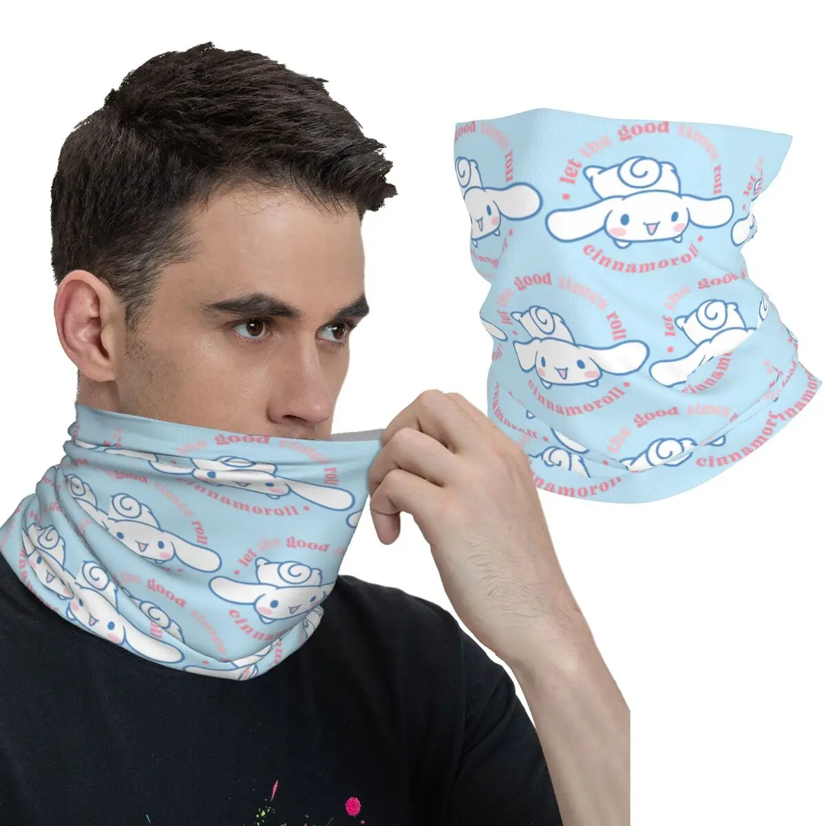 Cinnamoroll Let The Good Times Roll Bandana masker bersepeda berburu memancing perlindungan Balaclava desain mulus lembut masker wajah