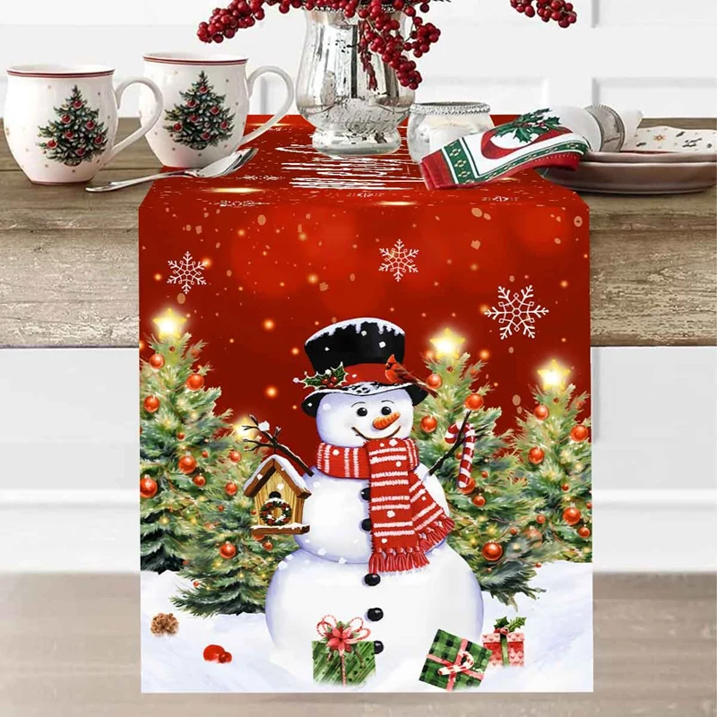 Festive Christmas Table Runner 180*35cm Polyester Tablecloth for Indoor Outdoor Home Party Decor Christmas Decorations for Home
