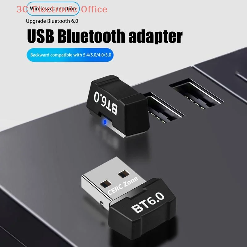 USB Bluetooth 6.0 Adapter BT6.0 Dongle Wireless Audio Receiver Transmitter For PC Desktop Computer Headphone Speaker Support BLE