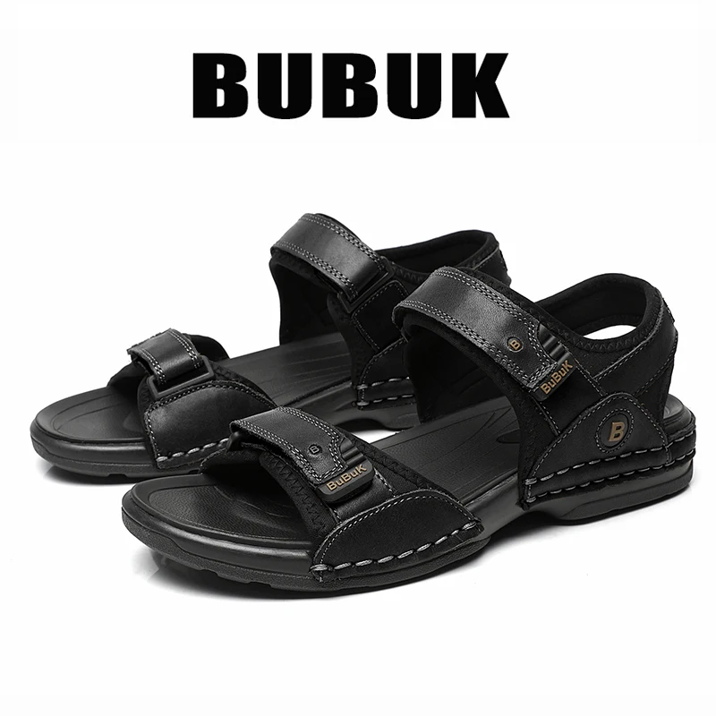 Bubuk Herren-Sandalen aus echtem Leder, hergestellt aus hochwertigem Rindsleder, Outdoor-Strandsandalen, atmungsaktives offenes Zehendesign, geeignet für Strand, Freizeit und Outdoor-Aktivitäten. – Detail 6