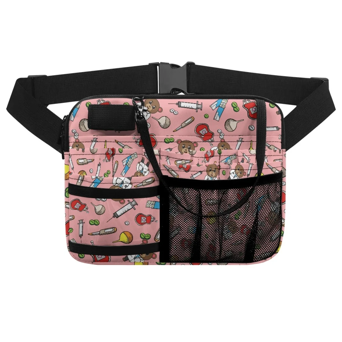 

Veterinary Nurse Bear Print Large Capacity Satchel Zippers Waistpack Outdoor Work Soft Dirt Resistant Side Pockets Crossbody Bag